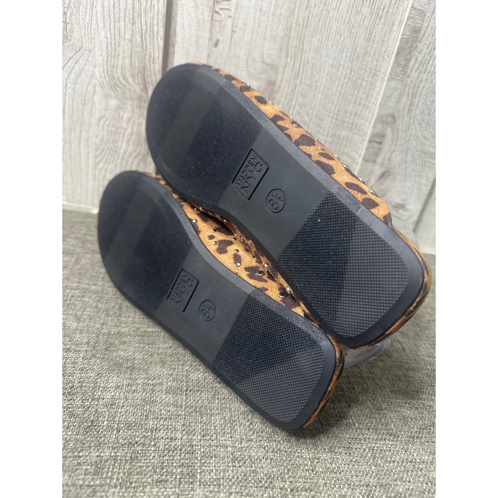 Madden NYC Womens Size 8.5 Leopard Print Faux Suede Studded Slide On Mules Brown - Picture 7 of 8